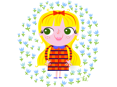 flower girl floral girl plaid retro