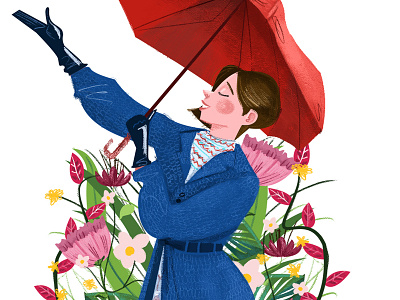 Moi Magazine coat digital enjoy fun girl girly happy illustration rain texture