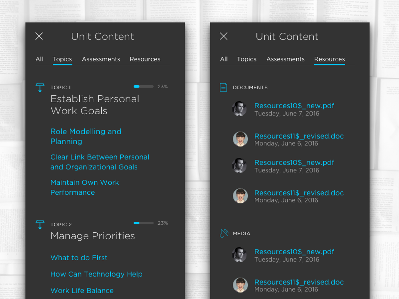 Example of LMS – Unit Content