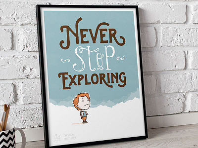 Never Stop Exploring art camping etsy explore illustration kids modern print typography