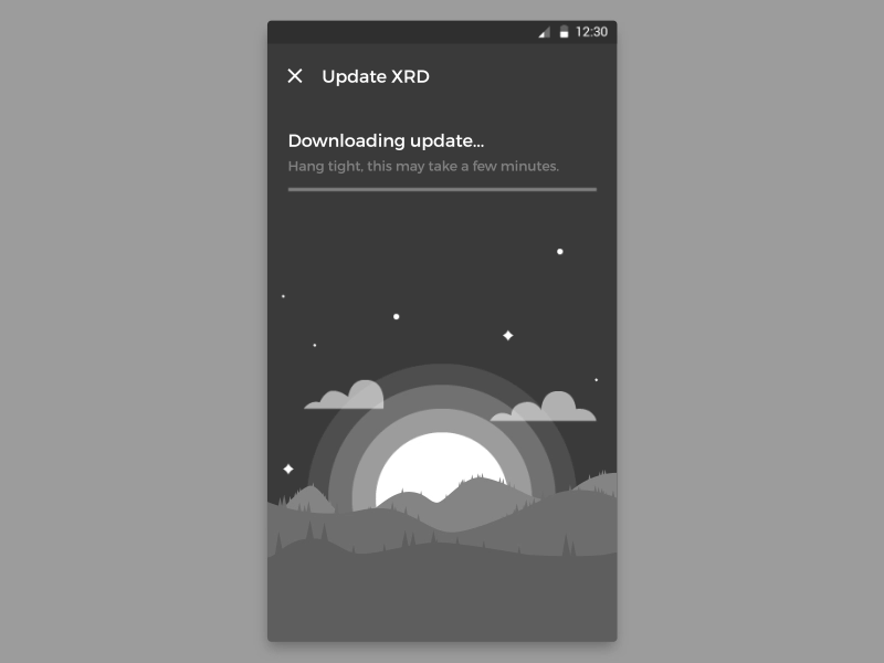 Updater animation app botlink dark illustration landscape material material design orange stars sun