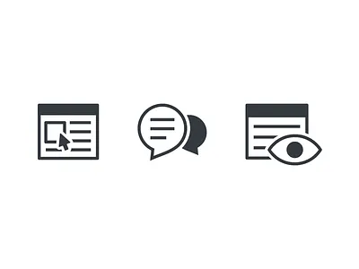Blog Icon Set article blog comment eye icon monochromatic post view web