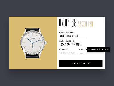 Credit Card Checkout - DailyUI 002 002 challenge credit card checkout daily dailyui ecommerce ui ux watch