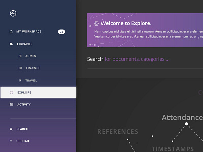 Explore V1 constellation dashboard explore menu navigation search ui