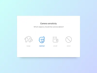 Camera Sensitivity card cat cctv choose custom elephant human icons sensitivity settings ui