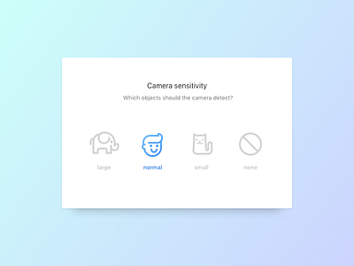 Camera Sensitivity card cat cctv choose custom elephant human icons sensitivity settings ui