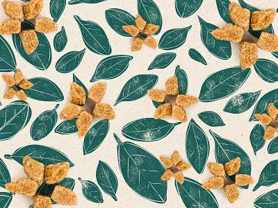 sugar pattern bloom brown chunks flower flowerish green leaves pattern sugar summer