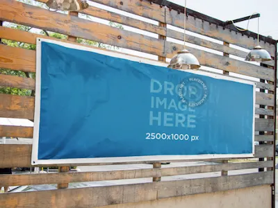 Horizontal Banner Mockup Nailed to a Wooden Wall ad mockup banner mockup banner template content marketing digital marketing mockup generator mockup template online marketing tools photorealistic template stock photo mockup stock photo template web marketing