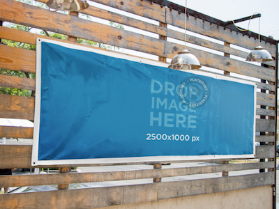 Horizontal Banner Mockup Nailed to a Wooden Wall ad mockup banner mockup banner template content marketing digital marketing mockup generator mockup template online marketing tools photorealistic template stock photo mockup stock photo template web marketing