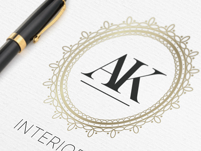 Ak Interiors Dribbble branding gold foil identity interior design logo medallion