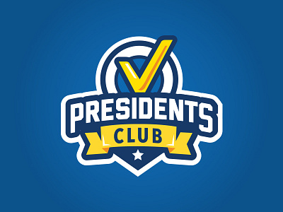 Presidents Club badge branding check rewards tech typography