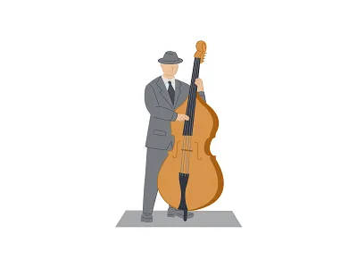 Double Bass Player bass bassist double bass illustration jazz music vector