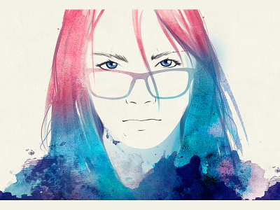 watercolor test girl glasses illustration watercolor