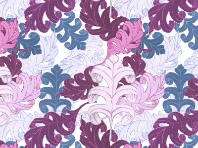 Rococo Leaves graphite leaves organic pastel pattern rococo sketch surface design