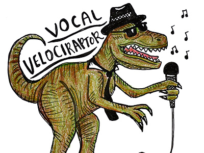 Vocal Velociraptor alphabet series animal cute dinosaur doodle doodle a day handlettering illustration music sing velociraptor vocal