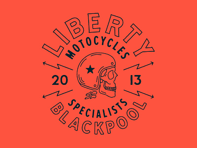 Liberty III illustration lockup moto type