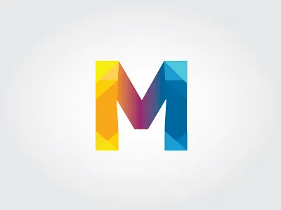 M Decorated letter logo design m triangles
