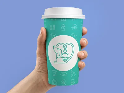 Animal Care Product Design brand branding cat dog flat icon logo teal typography ui