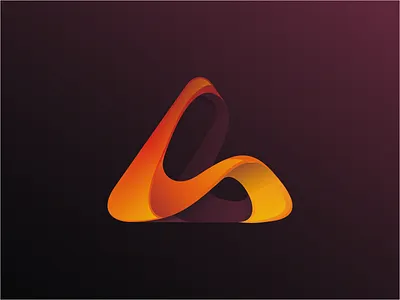 Fluid Triangle logo (for sale) 3d colors gradient logo modern orange triangle unused yellow