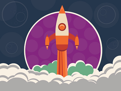 Project SPECE ROCKET by Adam Jan Sas clound flat geometric illustration minimalism rocket space vector wavo