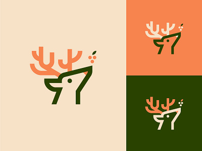 Deer & Berries animal berries deer design icon illustration mark nature stag