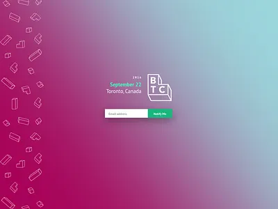 BTC splash page conference event gradient newsletter sign up splash