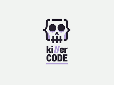 Killer Code Logo dead death digital web digital web code developer flat line icon illustration killer logo minimal simple skull smart clever tech geek