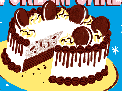 Frozen Dessert cake cookie dessert food halftone illustration retro