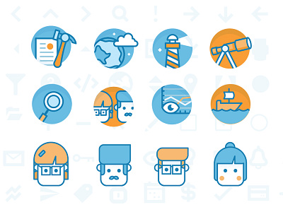 Sea Icons bombora data hammer icons lighthouse ocean people sea search ship telescope waves