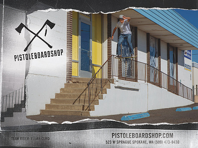 Pistole Ad layout obsrvr skateboarding texture