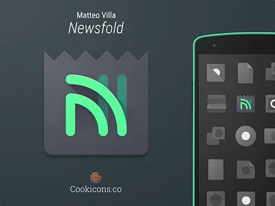 Newsfold Product Icon android app icon feedly icon iconography material material design news product icon rss