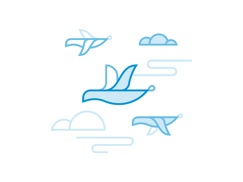 Birds birds blue clouds geometric line simple
