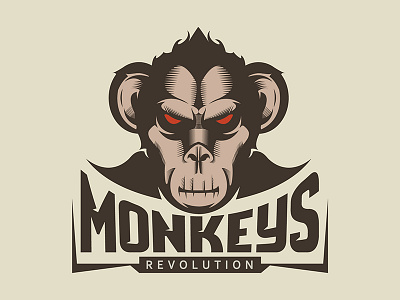 Monkeys Revolution animal animals ape band emblem illustration logo monkey wild