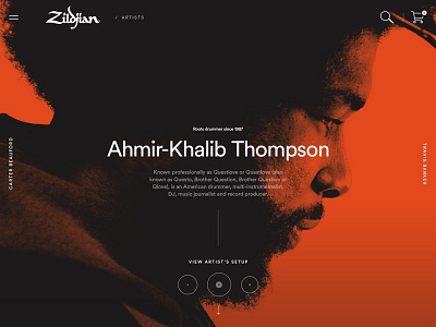 Zildjian Artist Landing Page artist cymbal cymbals drummer drums ecommerce landing qlove questlove setup shopping zildjian