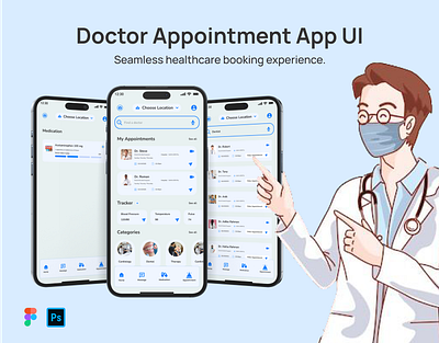 Doctor Appointment App UI Design adobe photoshop app app design design doctor app ui figma ui ux