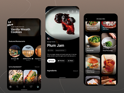 Food & Restaurant Discovery App chef dark mode design food food app food discovery food exploration gastronmoy ingredients mobile app mobile ui mobile ux restaurant app ui ui design user experience user interface ux ux design uxui