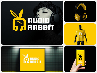 Audio Rabbit Audio Music And Headphone Branding Design audio autotune beat branding creative dj graphic design headphone logo logos modern logo music negative space new branding vector