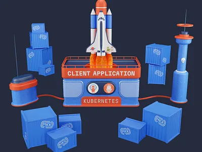 Client App 🗃 3d app b3d box client design evil illustration kubernetes martians render space spaceship startup