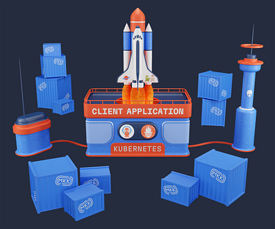 Client App 🗃 3d app b3d box client design evil illustration kubernetes martians render space spaceship startup