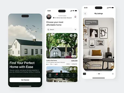 Real Estate Mobile App design home app home finder house house finder interface ios design mobile app mobile application mobileapp mortgage product design property property finder real estate real estate app ui ui design uiux ux