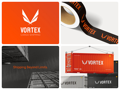 Logo Design for Cargo Shipping Company | Vortex brand brand identity branding cargo company container delivery design identity logistics logistics logo logo logo design logotype parcel shipment shipping shipping container transporting ui design