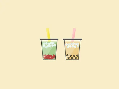 Food Fav: Bubble Tea azuki bubble tea drinks ice illustration matcha straws vector