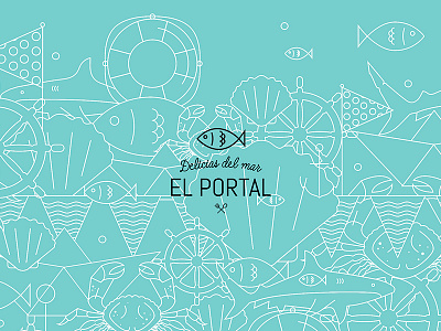 El Portal aqua basurto fish food. logo mexican miguel seafood