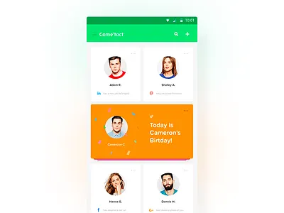 Come'Tact | Android App android birthday cards communication contact material material design notification notifier reminder social social media