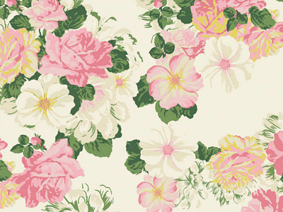 Vintage Floral Yardage floral flower pattern pink repeat rose traditional yardage