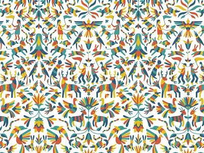 Otomi animals folk art mexico otomi pattern