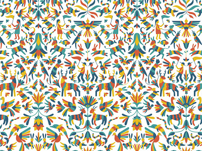 Otomi animals folk art mexico otomi pattern