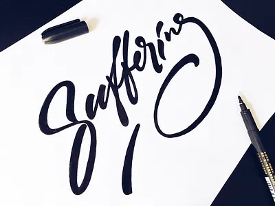 Suffering brush calligraphy custom flow handwritten mind script sketch suffering type