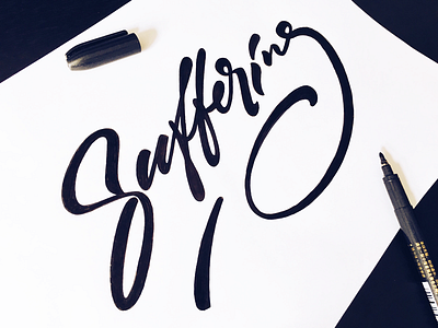 Suffering brush calligraphy custom flow handwritten mind script sketch suffering type