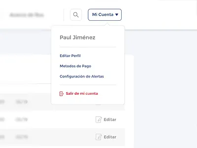 Dropdown Menu insurance ui ux web